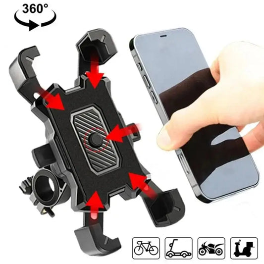 LiveSport Black 360 Degrees Bicycle Motorcycle Rack Phone Holder for Outdoor Cycling and Commuting bike phone holder Shockproof Bracket GPS Clip