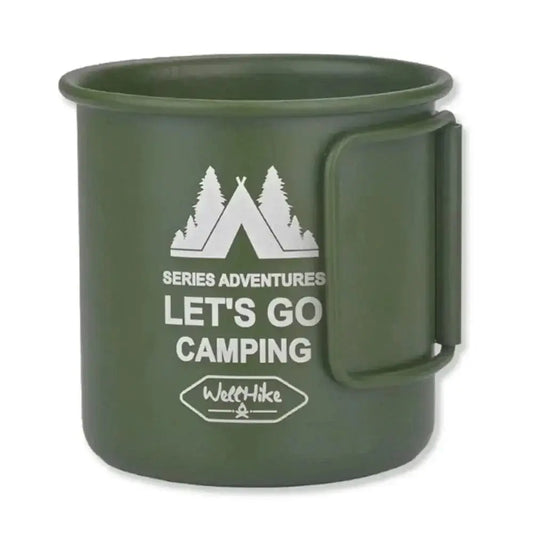 LiveSport green Aluminium Camping Water Tea Mug 300ML Foldable Handle Coffee Cup