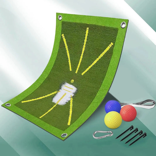LiveSport Green Mat with Balls Golf Training Mat Kit for Swing Path Feedback Detection Correcting Hitting Posture Golf Practice Mat Advanced Guides Aid Pad