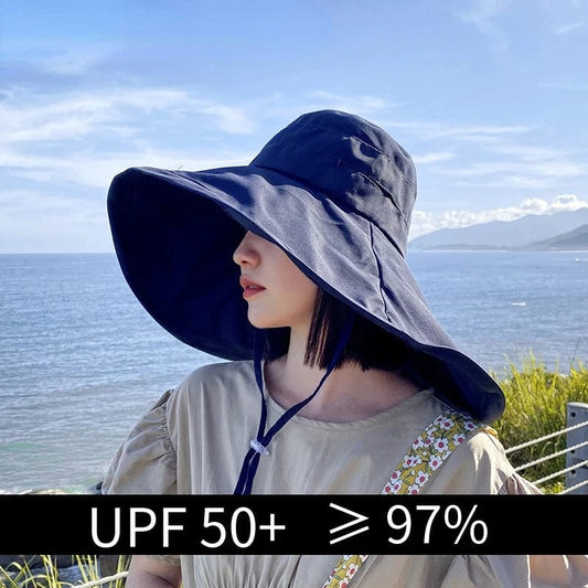 LiveSport Wide Brim UPF 50+ Sun Hat Women Anti-UV Protection Hiking Fisherman Cap Fold Summer Solid Beach Hat 2023 Double sided Sun hat