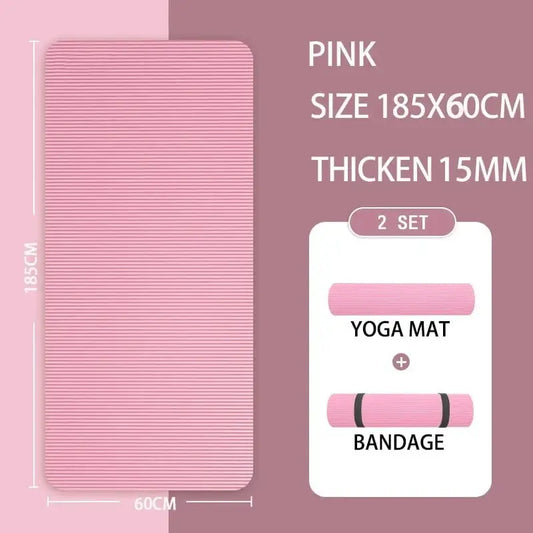 LiveSport 185X60X1.5CM PINK Foam Mat Yoga Mat Thick Sport and Fitness Pilates Gymnastics Equipment Exercise Mats for Home Workout Body Building Sports