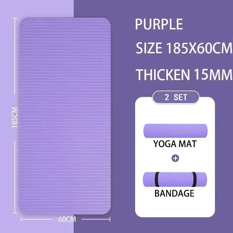 LiveSport 185X60X1.5CM PURPLE Foam Mat Yoga Mat Thick Sport and Fitness Pilates Gymnastics Equipment Exercise Mats for Home Workout Body Building Sports
