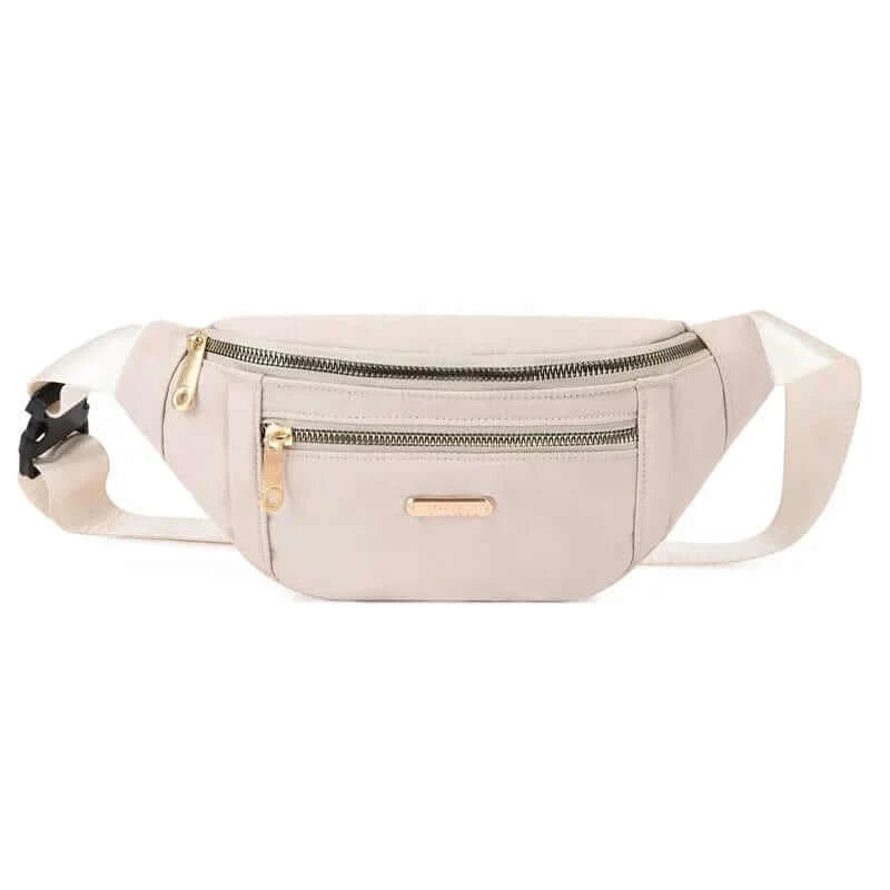 LiveSport Beige Fashion Waist Packs Fanny Pack Belt Women Travel Bag Chest Purse Chest Pouch Bullet Pack Solid Color Shoulder Bags for Women