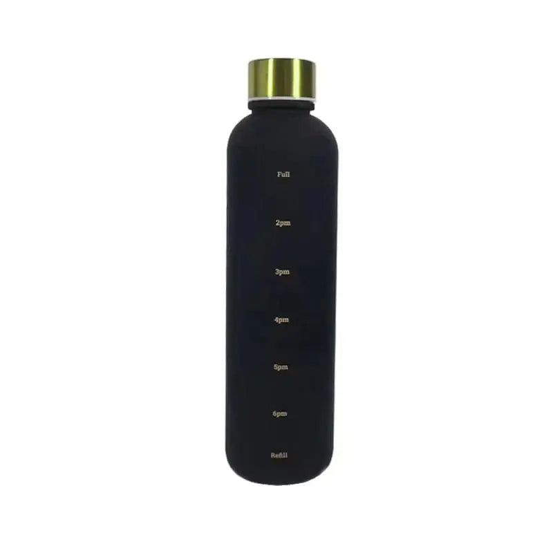 LiveSport Black-Gold / 1.0L 1L Water Bottle Time-Marked Hydration Tracker Water Bottle - Stainless Steel, Insulated, Leak-Proof