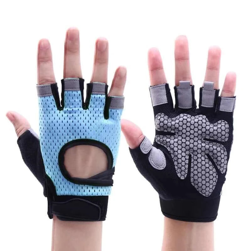 LiveSport blue gloves 1 / L Coolfit Breathable Fitness Gloves Weight Lifting For Heavy Exercise Sport Gym Gloves Women Body Building Non-Slip Half Finger