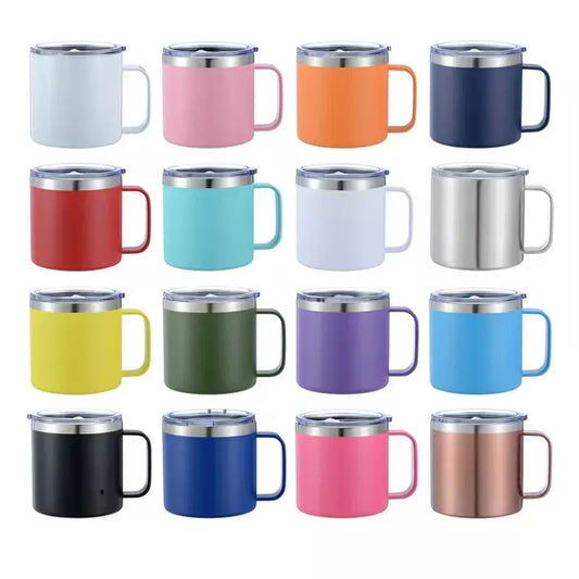 LiveSport Custom Name 14oz Coffee Mug With Handle Double Wall Stainless Steel Tumbler Vacuum Insulated Thermal Beer Cup Travel Thermos
