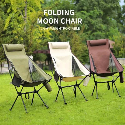 LiveSport Folding Moon Chairs Outdoor Ultralight Aluminum Alloy Fishing Picnic BBQ Chairs Portable Beach Camping Fishing Leisure Chair