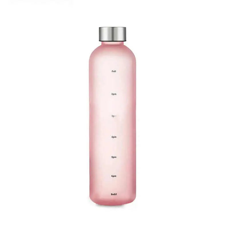 LiveSport Pink-Silver / 1.0L 1L Outdoor Time Marker Water Bottle