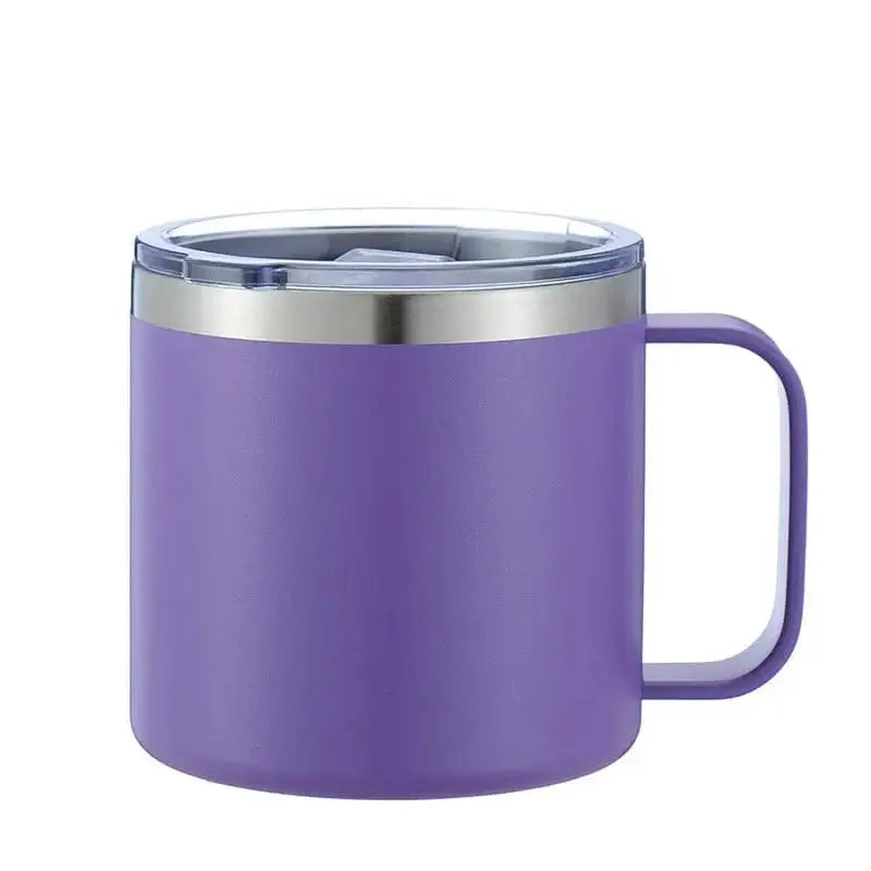 LiveSport Purple / Custom name / CHINA Custom Name 14oz Coffee Mug With Handle Double Wall Stainless Steel Tumbler Vacuum Insulated Thermal Beer Cup Travel Thermos