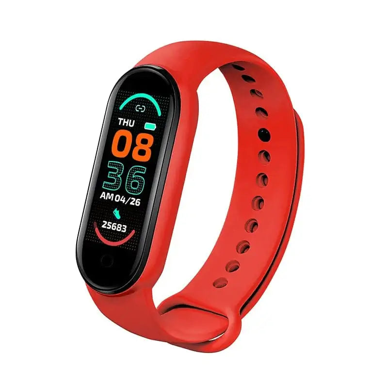 LiveSport red M6 Smart Watch Men Women Fitness Smart Bracelet Sports Band Heart Rate Blood Pressure Monitor Waterproof Multi-function Watches