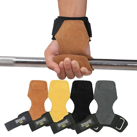 LiveSport Wrist Straps for Weightlifting Double Layers Cow Leather Gloves Women Men Deadlift Maximum Grip Support Bench Press Pull-up F18