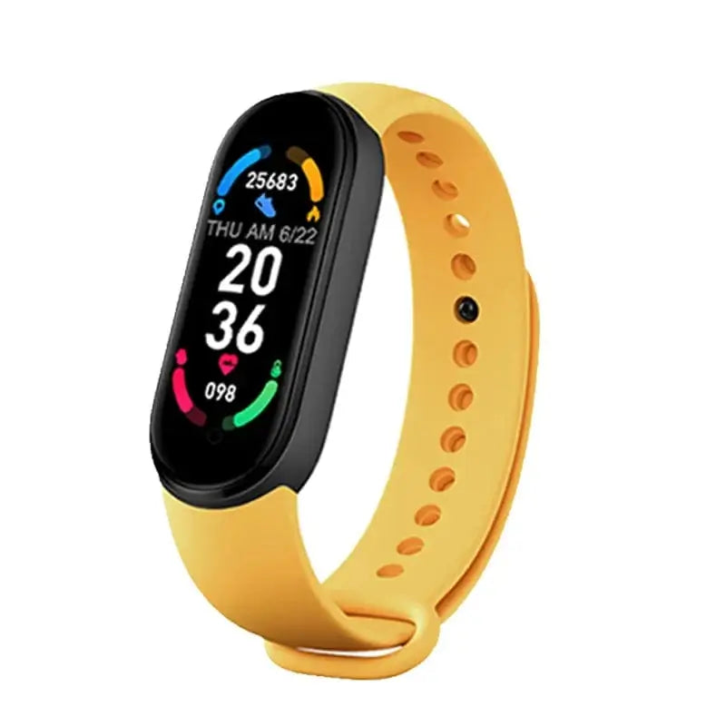 LiveSport yellow M6 Smart Watch Men Women Fitness Smart Bracelet Sports Band Heart Rate Blood Pressure Monitor Waterproof Multi-function Watches